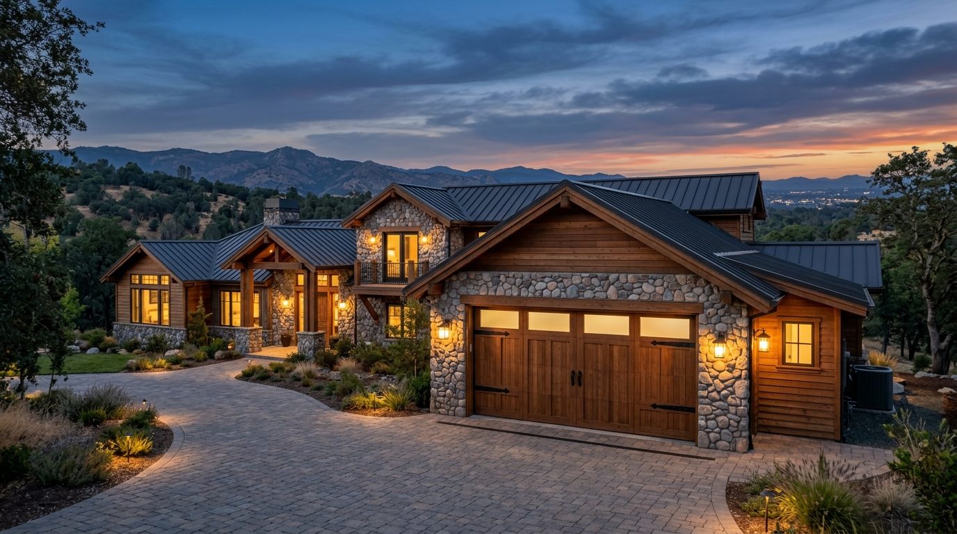 Hannah Griffin Overhead Garage Door Service Exterior Closed Garage Door at Twilight